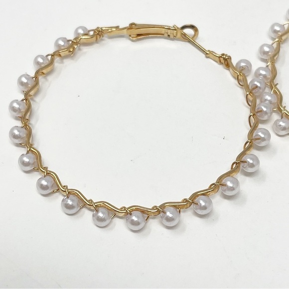 Hoop Pearl Earrings Freshwater Baroque Pearl Vintage Style - Picture 8 of 10